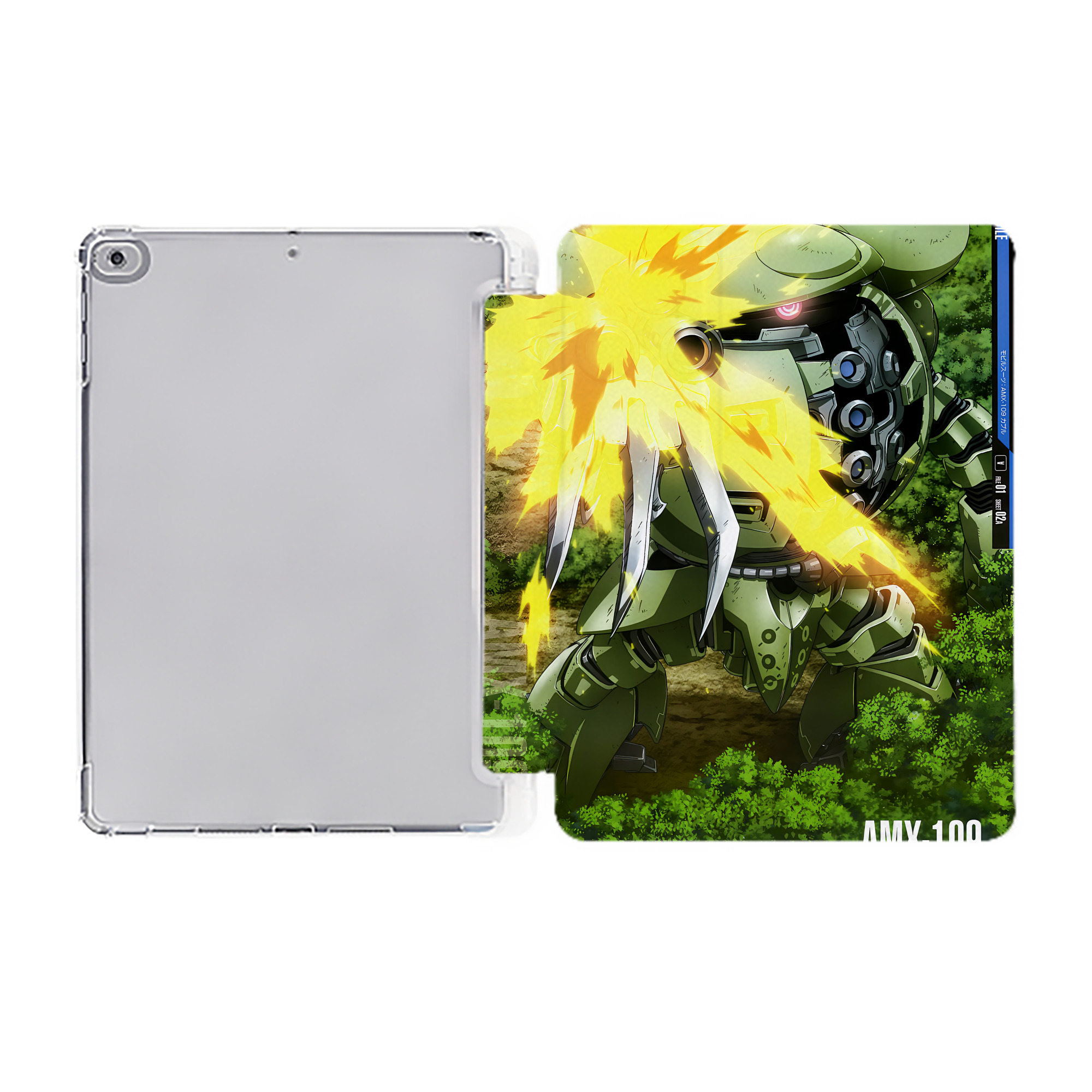 （画像用） 機動戦士ガンダム Mobile Suit Gundam IPad ケース ペン収納付き 三つ折りスタンド PUレザー×シリコン 対応機種9.5/10.5/10.9インチ